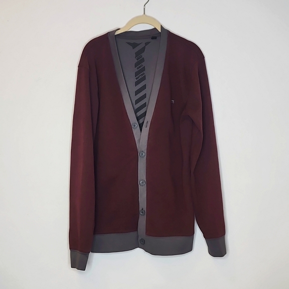 Size M Vans burgundy and gray cardigan. E90 - Picture 1 of 8